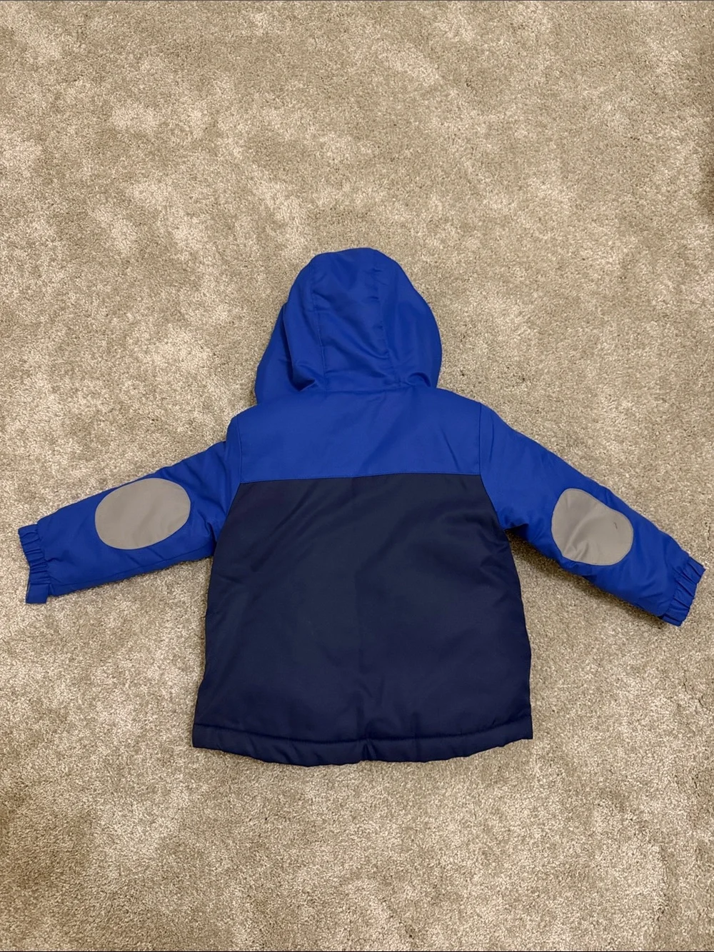 Cat & Jack Blue Two-Tone 2 in 1 Hooded Puffer with Lime Lining Winter Coat